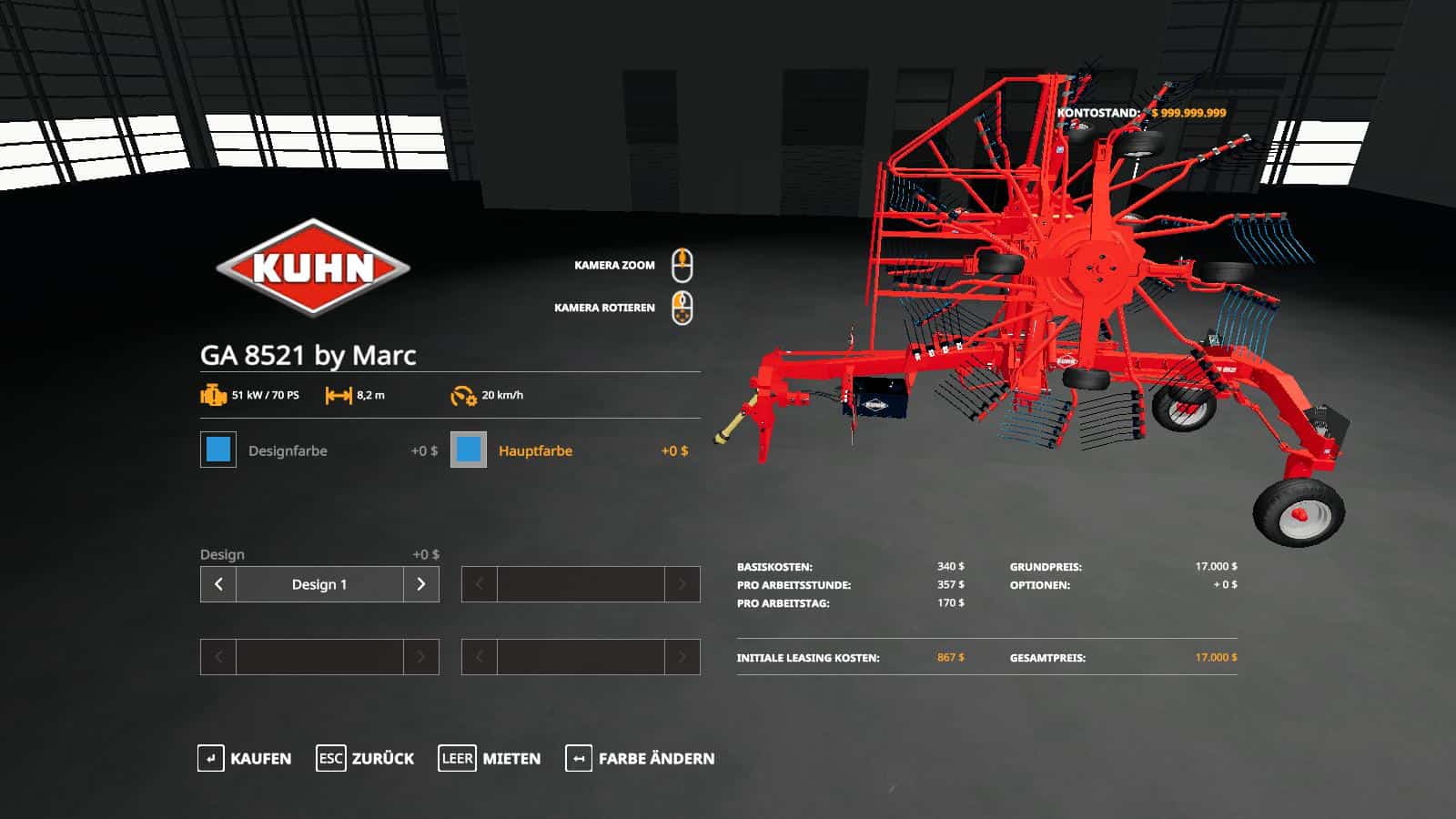 it.they are 3 candy colors pink,blue and red.The work speed on the kuhn is ...
