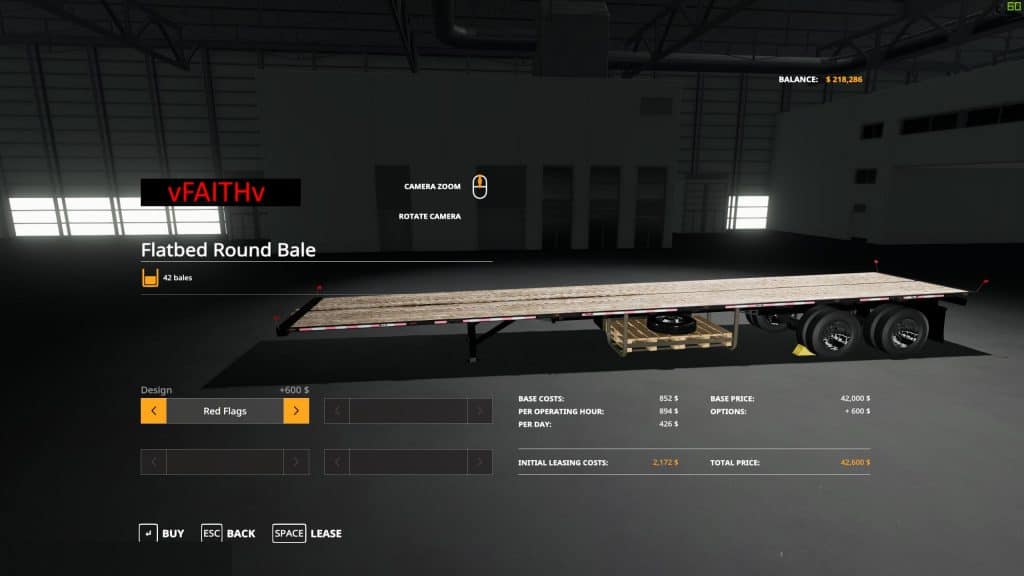 US Flatbed trailer Auto loads bales v1.0 Mod