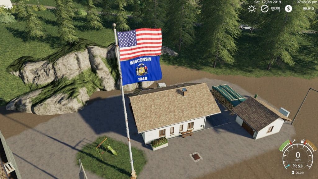 USA above Wisconsin State Flag v1.0 Mod