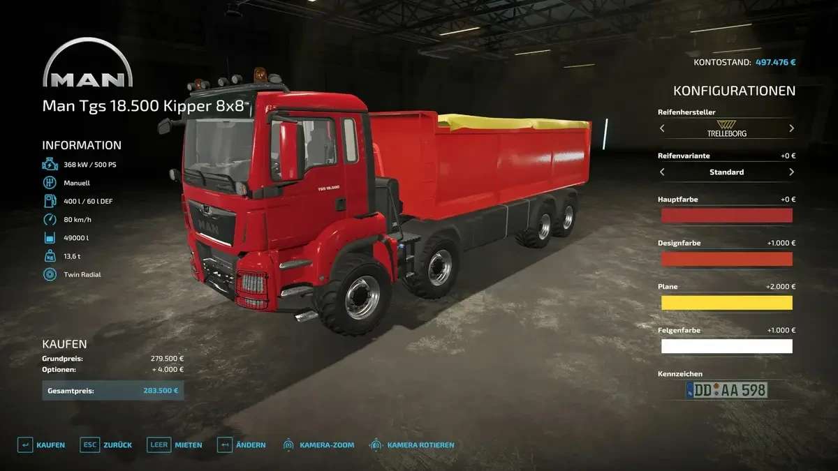 MAN TGS 18.500 Kipper modified 8×8 v2.1 – FS22 thumbnail 3
