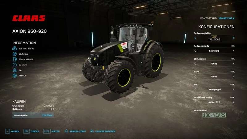 Claas Axion 900 Kamps de Wild – 100 Years Edition v1.0 – FS22