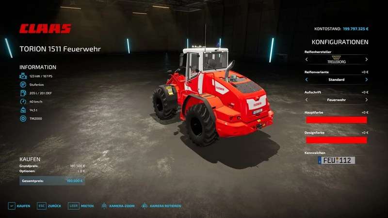 Claas Torion 1511 – German fire brigade / THW v1.0 – FS22