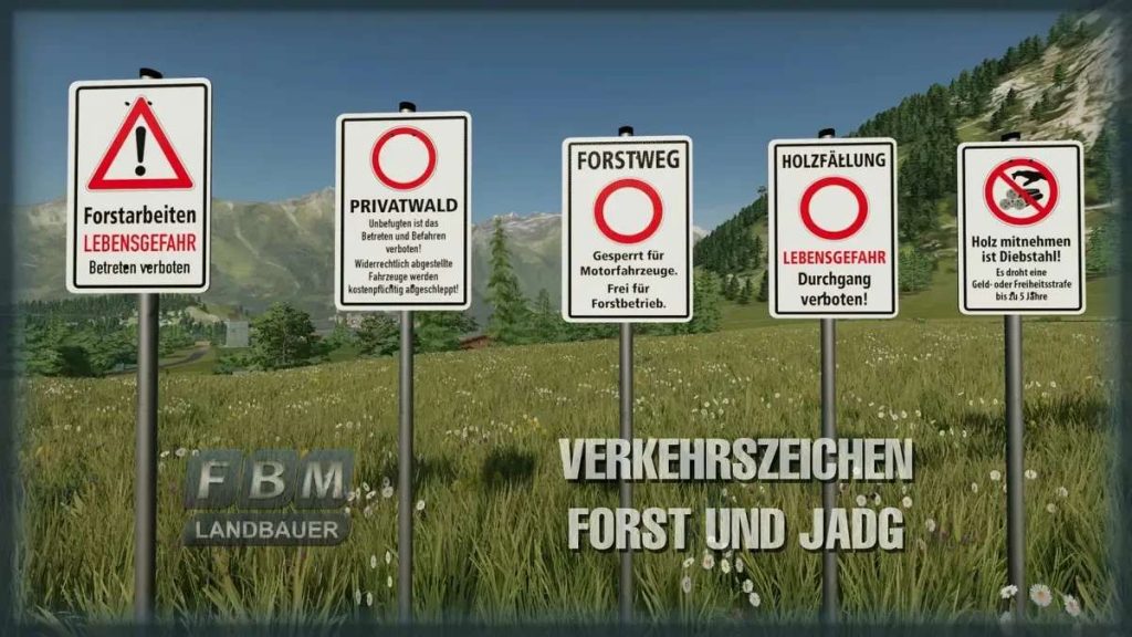 Traffic Signs Forest And Hunting v1.0 - FS22 Mod Download