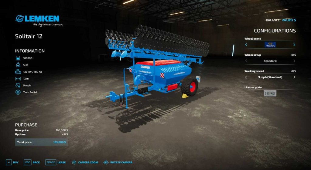 LEMKEN Solitair 12 Seeder Modded v1.0 – FS22