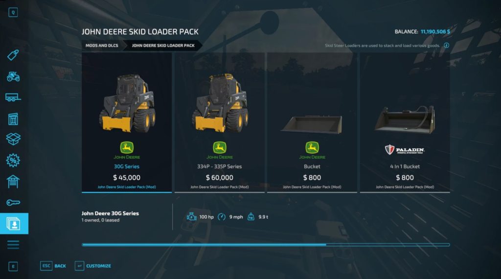 Fixed John Deere skid steer pack v1.0 – FS22